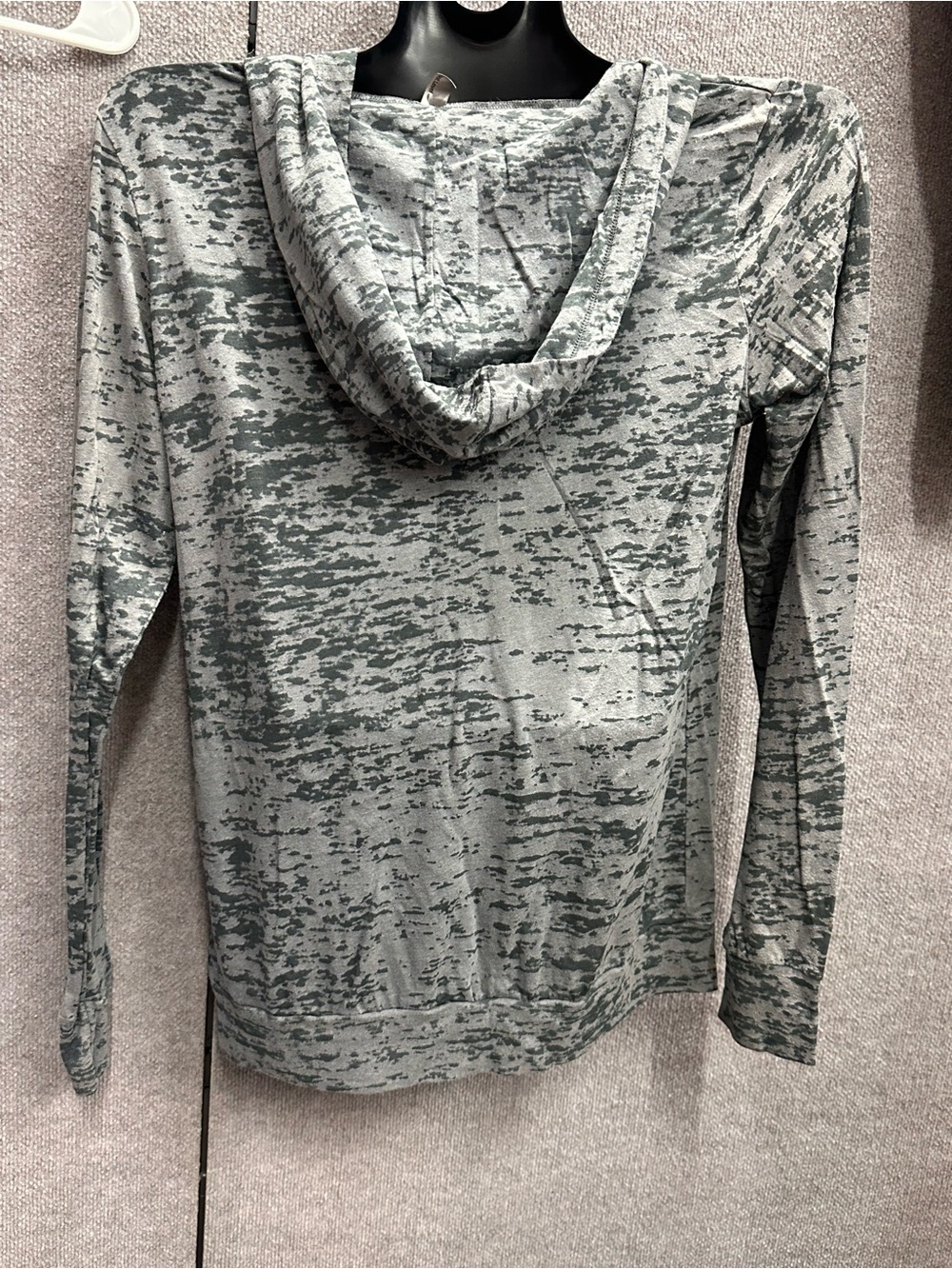 Next Level Apparel Gray Camo Hoodie with Pink Heart Graphic - Picture 2 of 3